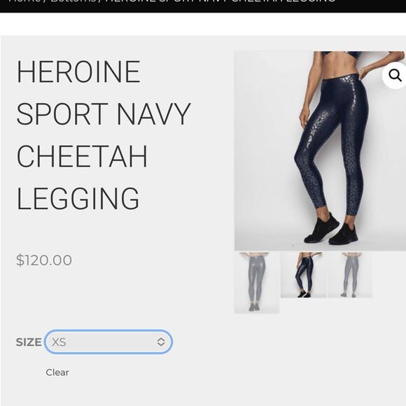 EUC Heroine Sport Cropped Metallic Cheetah Leggings Navy Cheetah Women's Size XS - Picture 6 of 6